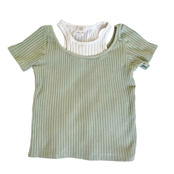 Zara | Shirts & Tops | Zara Girl Ribbed Top With Cut Outs | Poshmark